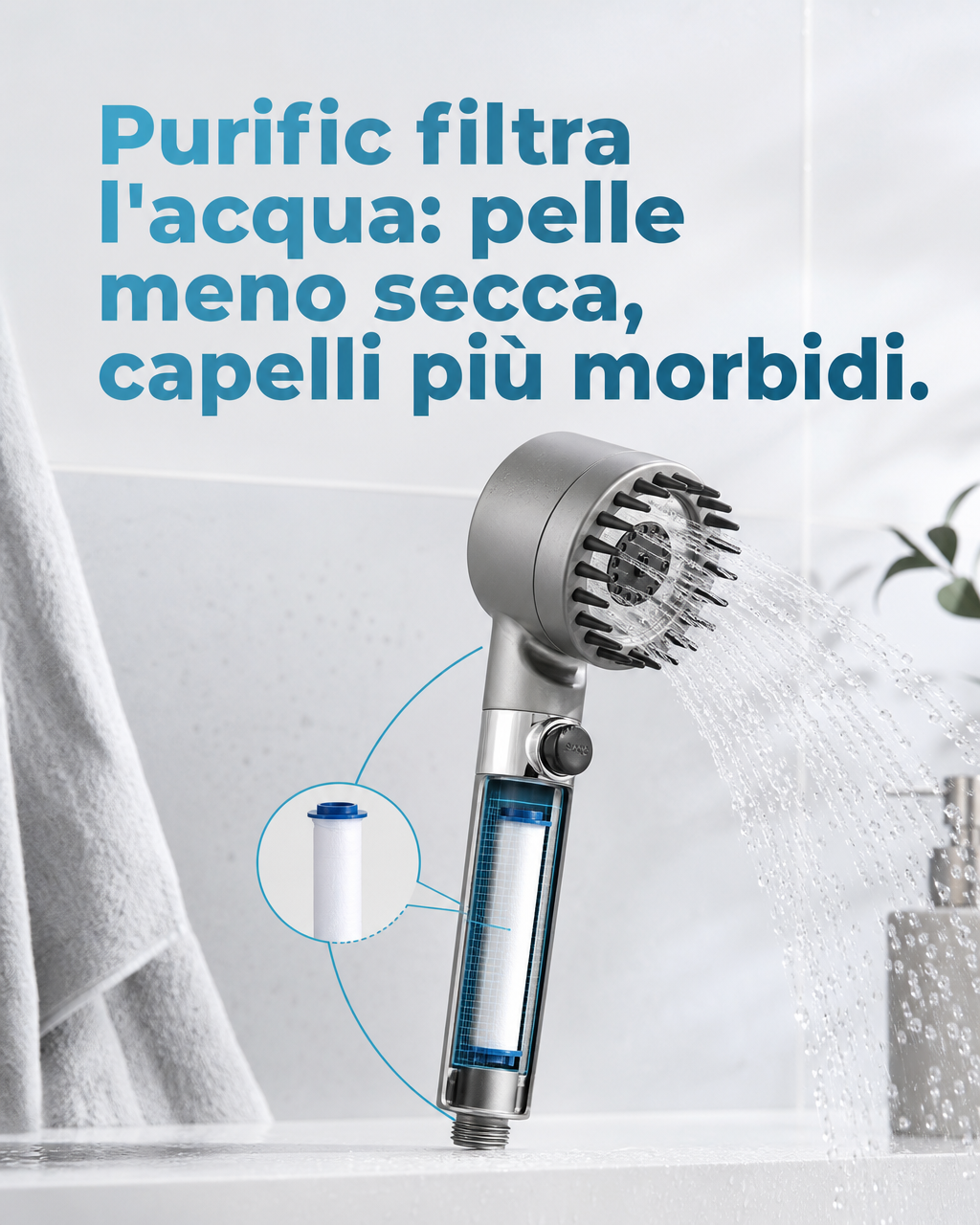 Soffione Doccia Filtrante Purific — 5 Filtri Inclusi